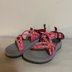 Red and Gray Strappy Chaco Kid Sandals